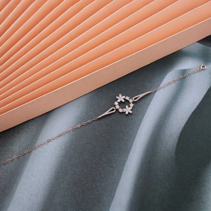 Kadın Gümüş Rose Beyaz Çiçek Kadın Bileklik