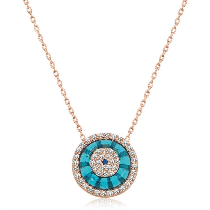 Kadın Gümüş Rose Camgöz Nazar Bayan Kolye