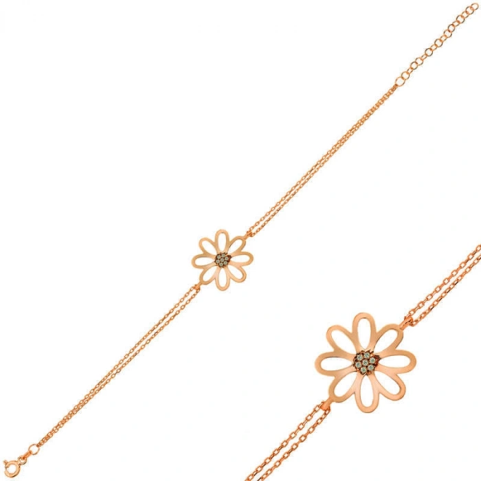 Kadın Gümüş Rose Çiçek Bayan Bileklik