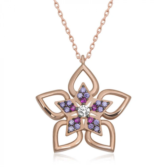 Kadın ​Gümüş Rose Çiçek Kadın Kolye