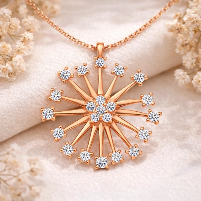 Kadın ​Gümüş Rose Çiçek Kadın Kolye