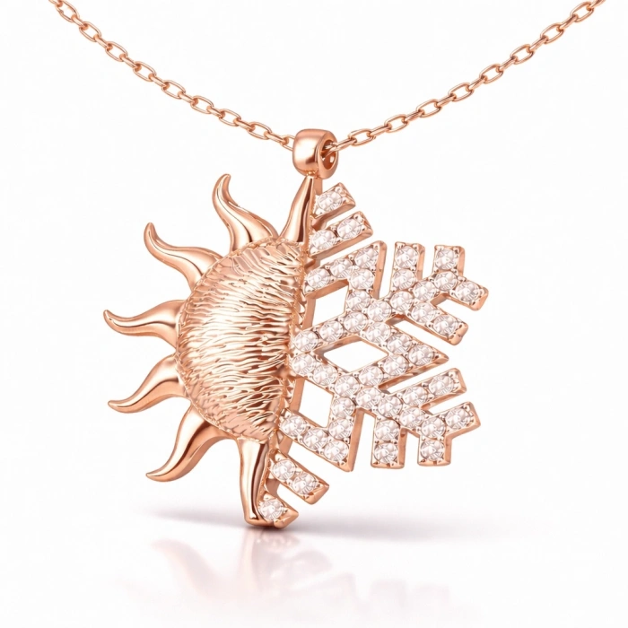 Kadın Gümüş Rose Güneş Kartanesi Bayan Kolye