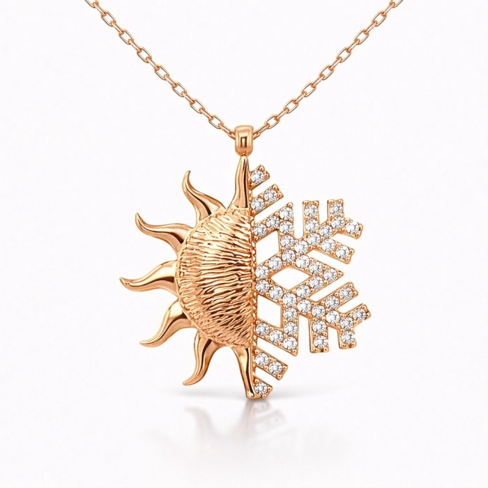 Kadın Gümüş Rose Güneş Kartanesi Bayan Kolye