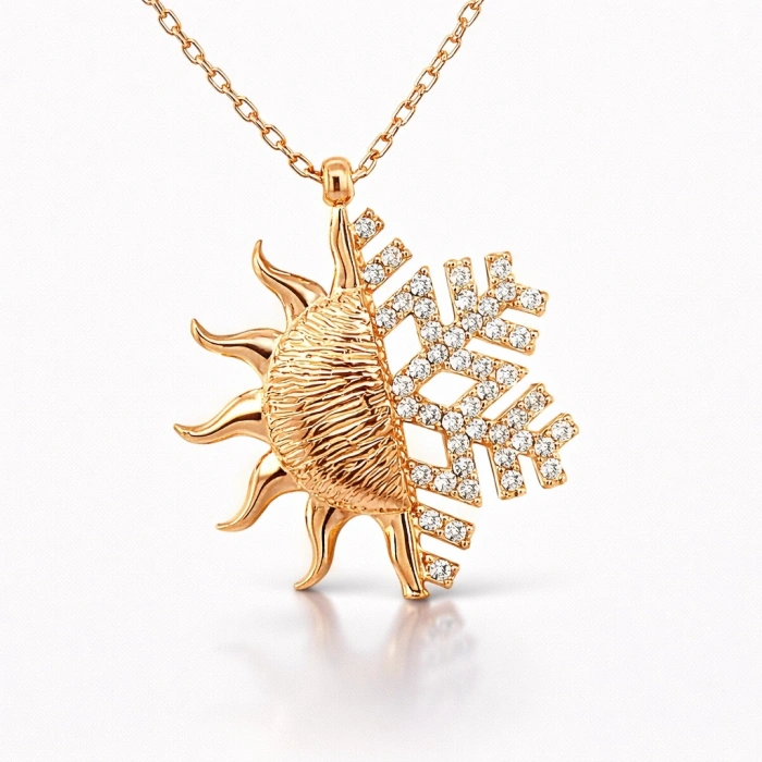 Kadın Gümüş Rose Güneş Kartanesi Bayan Kolye