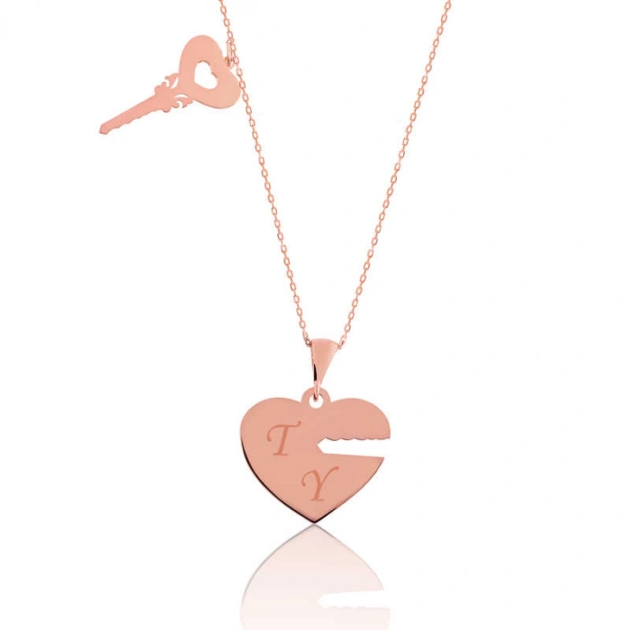 Kadın Gümüş Rose Kalbimin Anahtarı İsimli Bayan Kolye