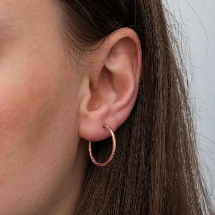 Kadın Gümüş Rose Kalemli Halka Kadın Küpe