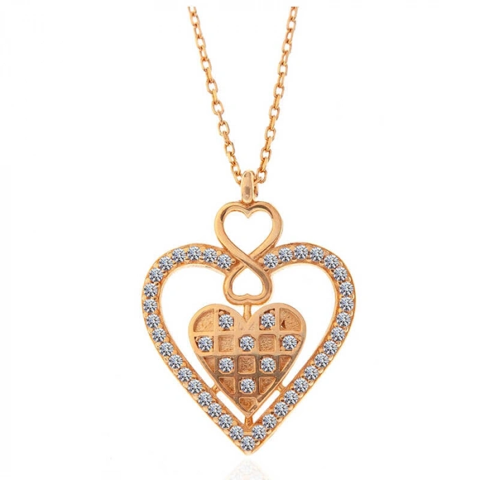 Kadın Gümüş Rose Kalp Sonsuzluk Kadın Kolye