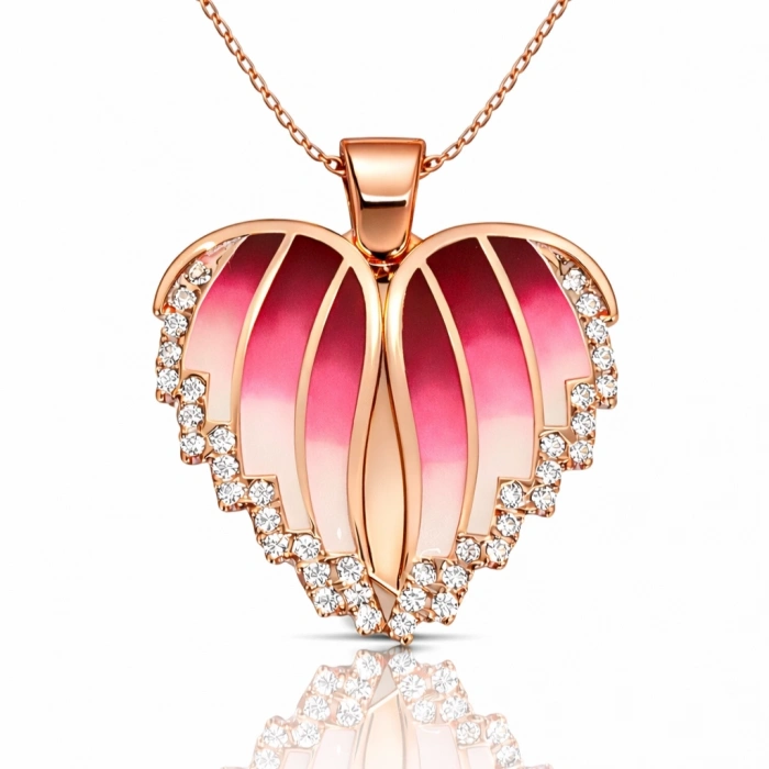 Kadın Gümüş Rose Kalpli İsimli Bayan Kolye