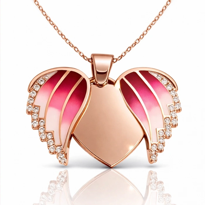 Kadın Gümüş Rose Kalpli İsimli Bayan Kolye