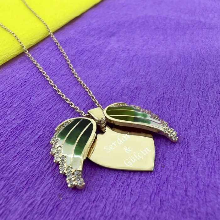 Kadın Gümüş Rose Kalpli İsimli Bayan Kolye