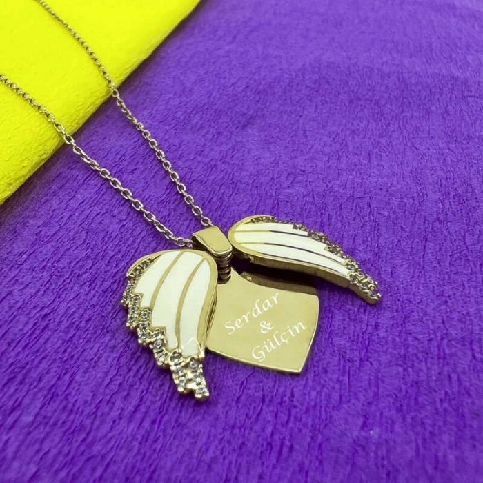 Kadın Gümüş Rose Kalpli İsimli Bayan Kolye