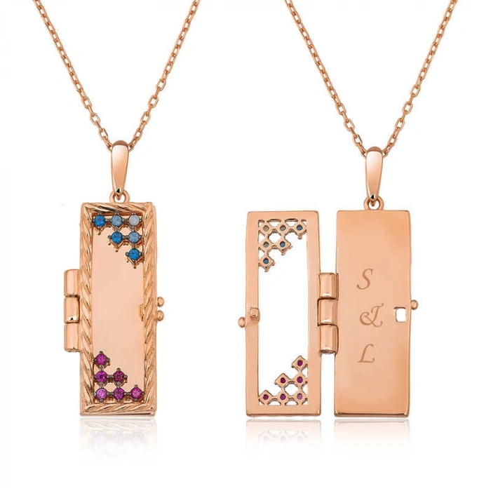 Kadın ​Gümüş Rose Kapaklı Kişiye Özel Kolye