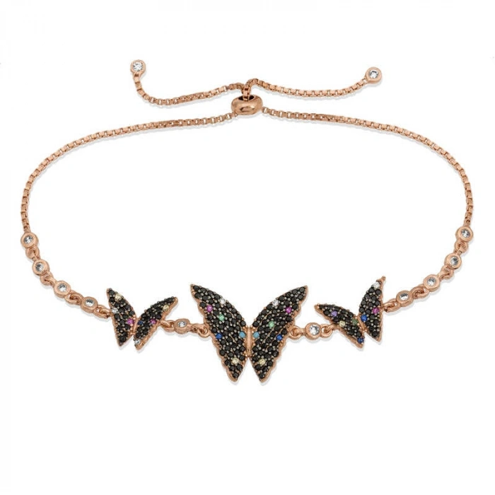 Kadın Gümüş Rose Kelebek Asansör Bileklik