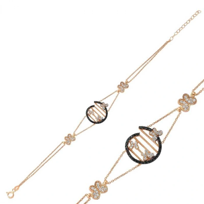 Kadın Gümüş Rose Kelebek Bayan Bileklik