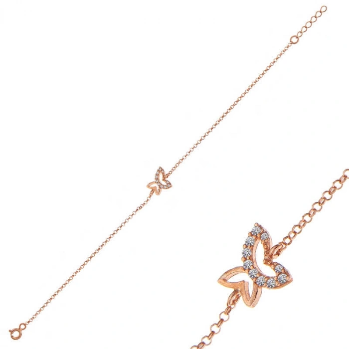 Kadın ​Gümüş Rose Kelebek Kadın Bileklik