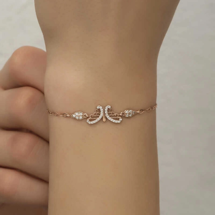 Kadın ​Gümüş Rose Kelebek Kadın Bileklik