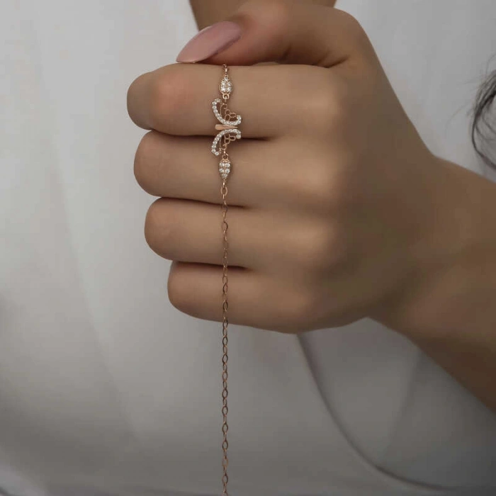 Kadın ​Gümüş Rose Kelebek Kadın Bileklik