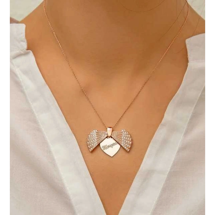 Kadın Gümüş Rose Kişiye Özel İstiridye Bayan Kolye