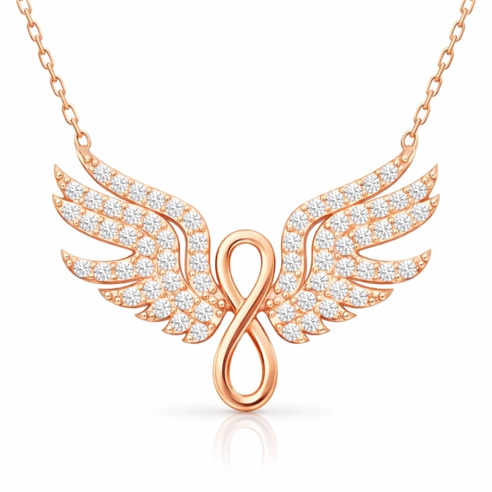 Kadın Gümüş Rose Melek Kanadı Sonsuzluk Kadın Kolye
