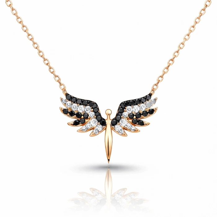 Kadın ​Gümüş Rose Mikail Meleği Bayan Kolye