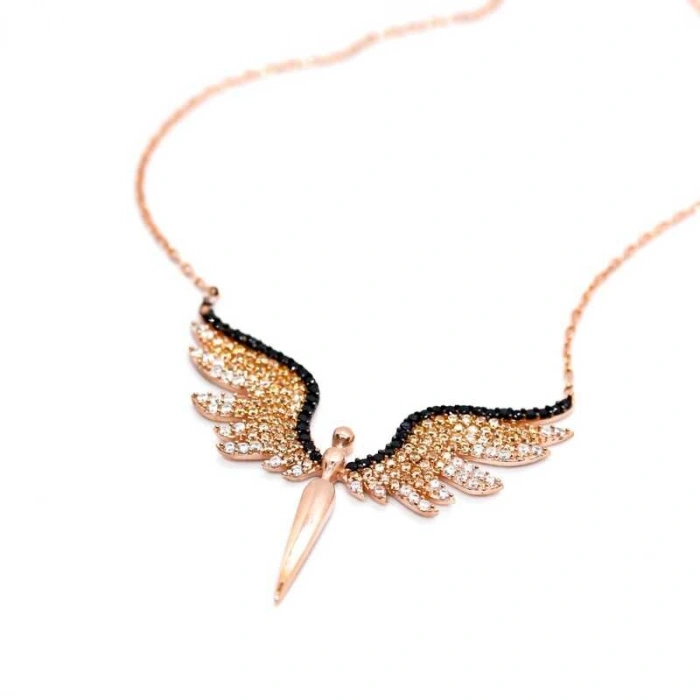 Kadın ​Gümüş Rose Mikail Meleği Bayan Kolye