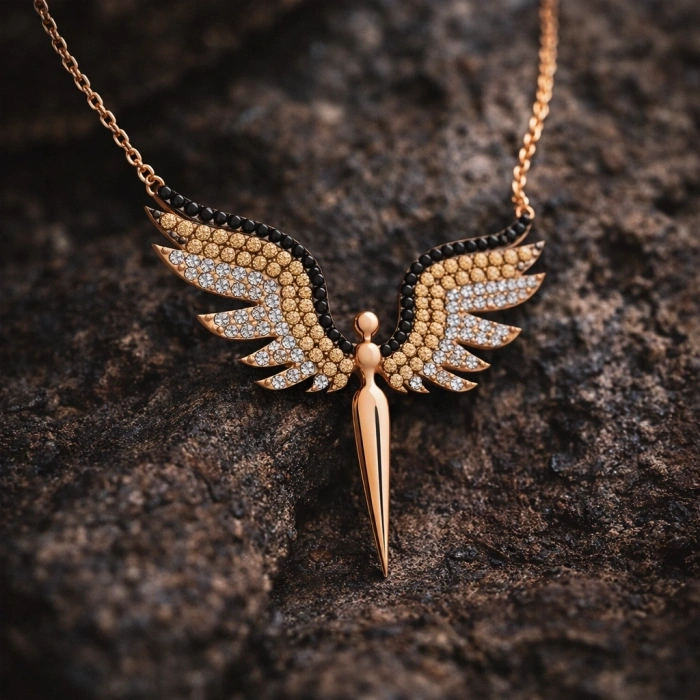 Kadın ​Gümüş Rose Mikail Meleği Bayan Kolye