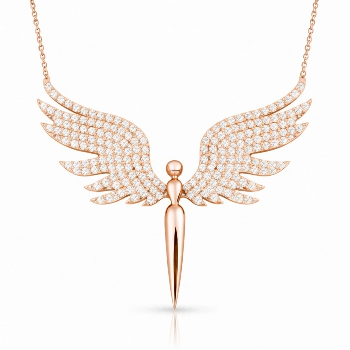 Kadın Gümüş Rose Mikail Meleği Kadın Kolye