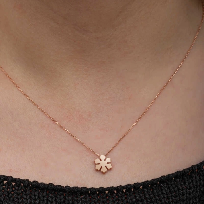 Kadın Gümüş Rose Minimal Kar Tanesi Kadın Kolye