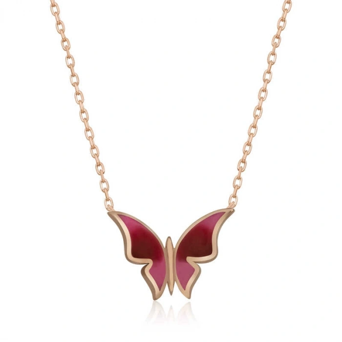 Kadın Gümüş Rose Minimal Kelebek Bayan Kolye