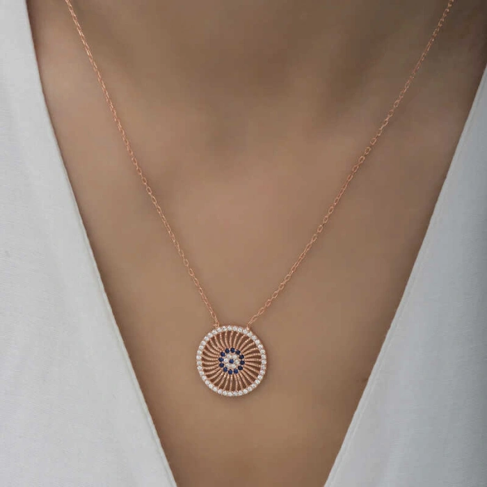 Kadın ​Gümüş Rose Nazar Kadın Kolye