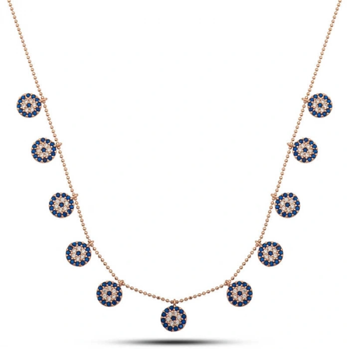 Kadın Gümüş Rose Nazarlı Şans Kadın Kolye