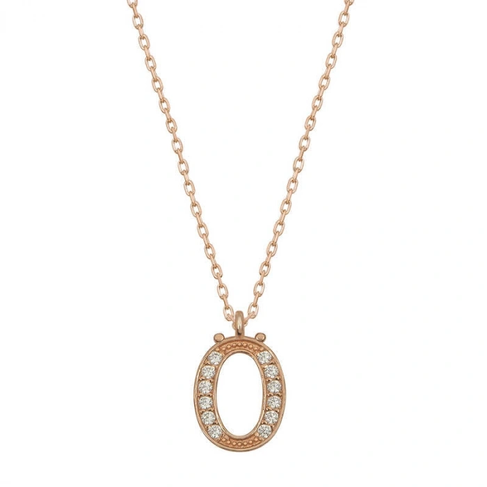 Kadın Gümüş Rose Ö Harfi Kadın Kolye