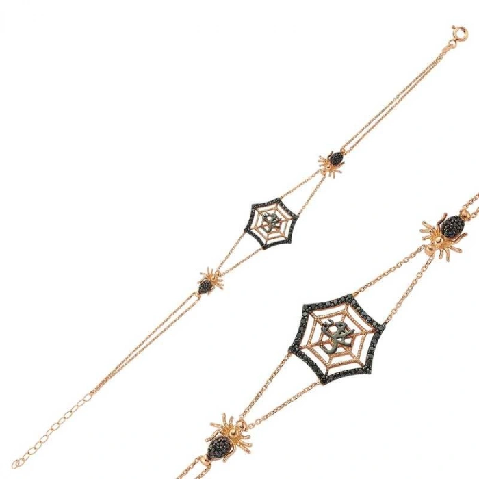 Kadın Gümüş Rose Örümcek Ağı Bayan Bileklik