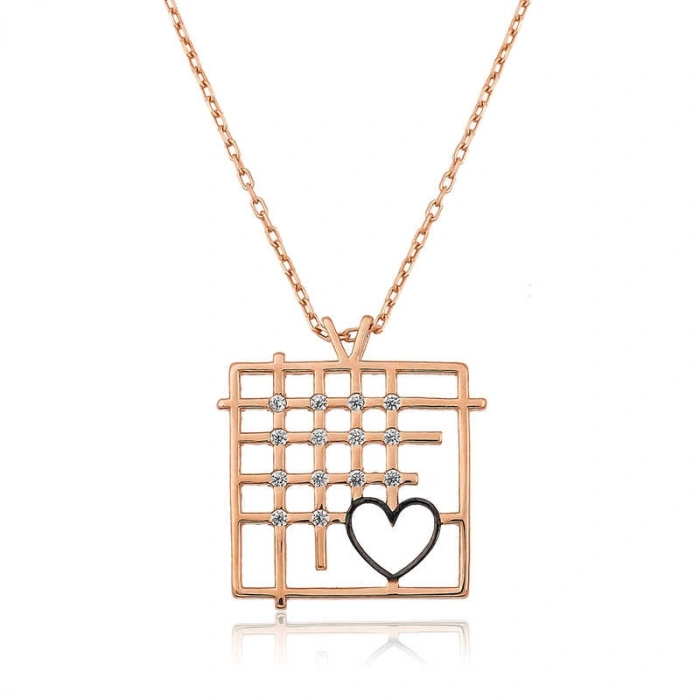 Kadın Gümüş Rose Parmaklıklar Arasındaki Aşk Kolye