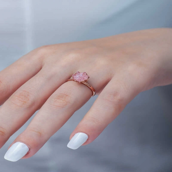 Kadın Gümüş Rose Pembe Lotus Çiçeği Yüzük