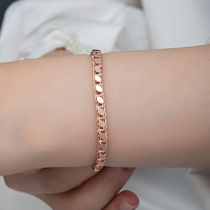 Kadın Gümüş Rose Pullu Zincir Kadın Bileklik