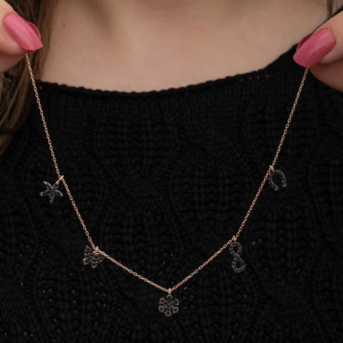 Kadın Gümüş Rose Şans Kadın Kolye