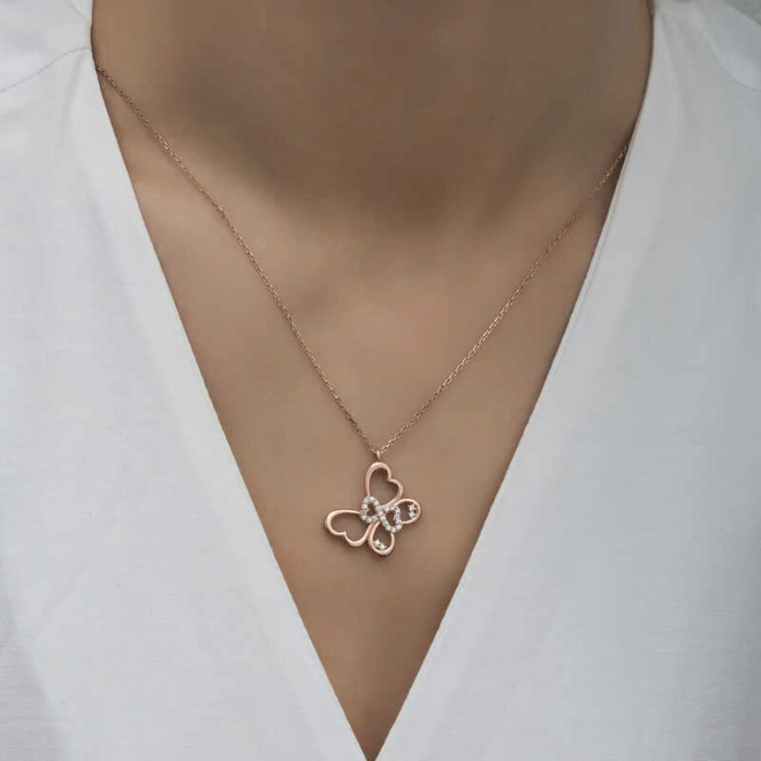 Kadın Gümüş Rose Sonsuzluk Kelebek Kadın Kolye