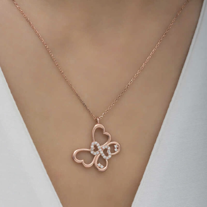 Kadın Gümüş Rose Sonsuzluk Kelebek Kadın Kolye