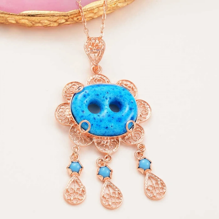 Kadın Gümüş Rose Süryani Gözü Kadın Kolye