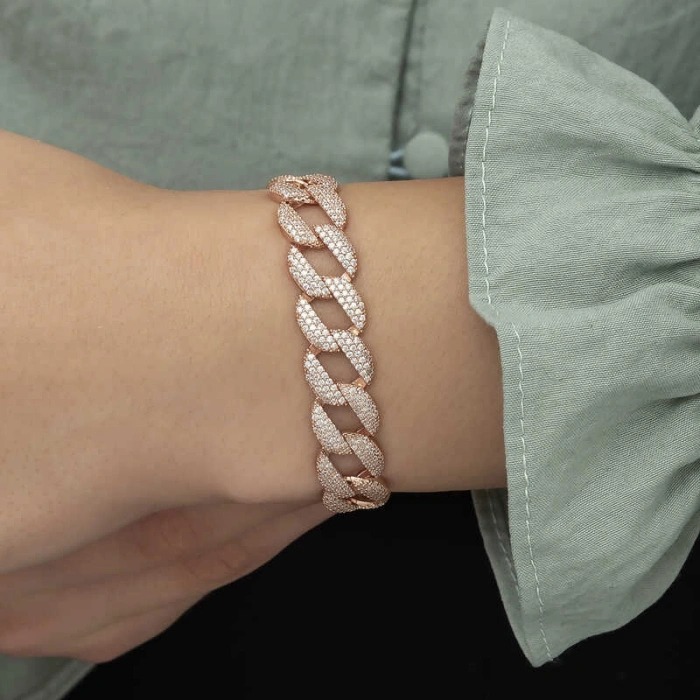 Kadın Gümüş Rose Taşlı Gurmet Bayan Bileklik