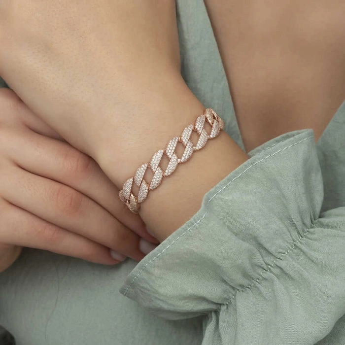 Kadın Gümüş Rose Taşlı Gurmet Bayan Bileklik