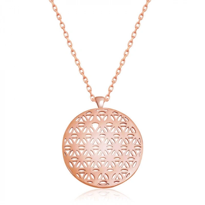 Kadın ​​Gümüş Rose Yaşam Çiçeği Kolye