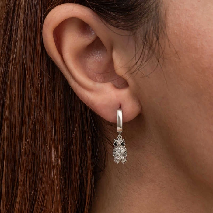 Kadın Gümüş Sallantılı Baykuş Kadın Küpe