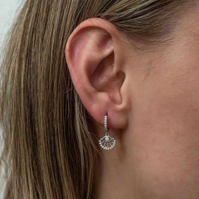 Kadın Gümüş Sallantılı Göz Kadın Küpe