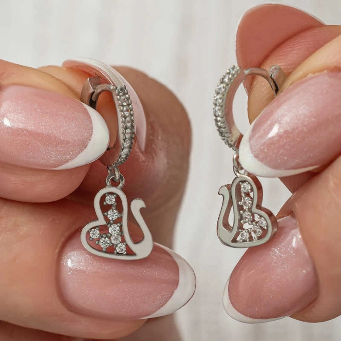 Kadın Gümüş Sallantılı Kuğu Kadın Küpe