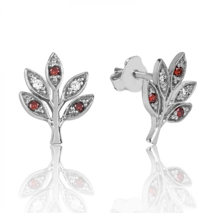 Kadın Gümüş Sevgi Dalı Çivili Küpe