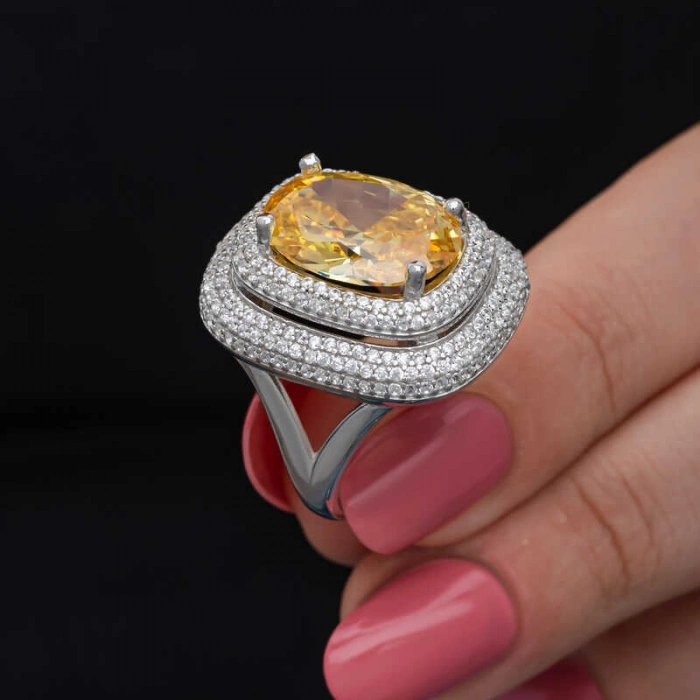 Kadın Gümüş Sitrin Taşlı Kadın Yüzük