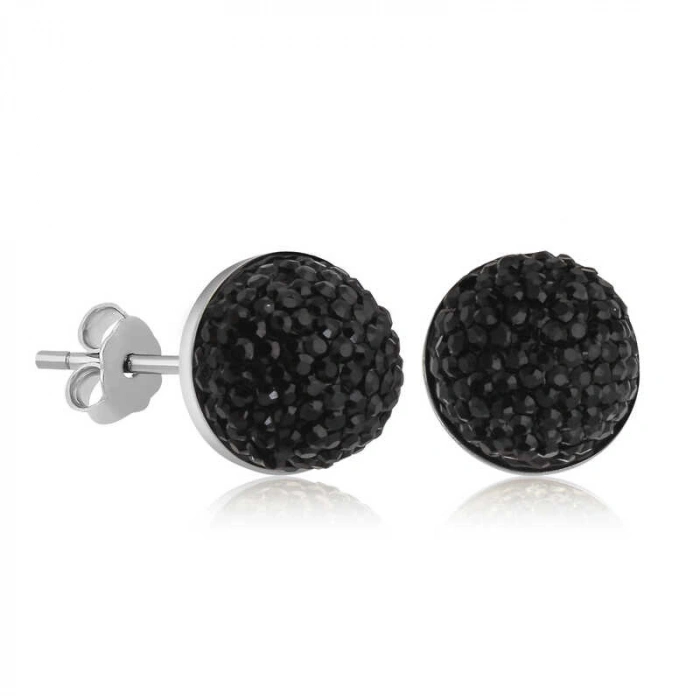 Kadın Gümüş Siyah Kristal Çivili Kadın Küpe