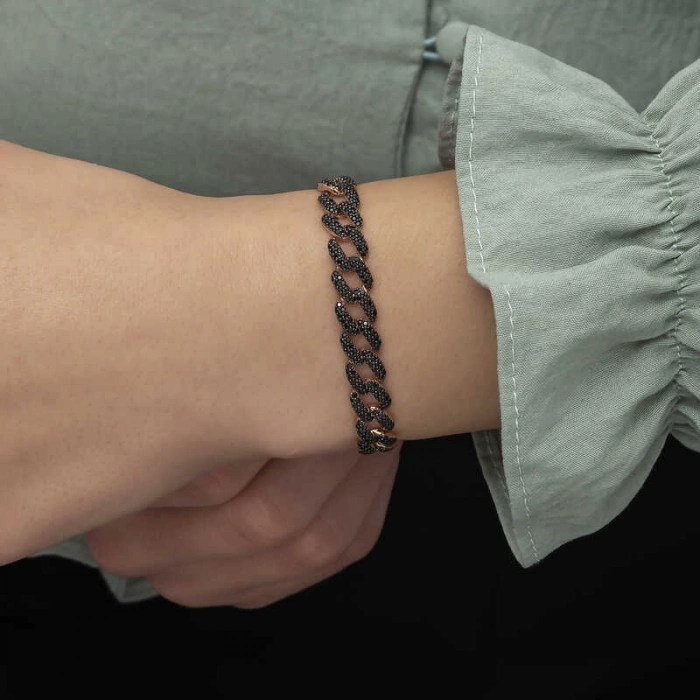 Kadın Gümüş Siyah Taşlı Gurmet Bayan Bileklik